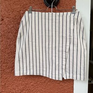 Madewell White Cream Faux Wrap Striped Mini Skirt Size 6 Nautical Beach